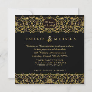 Invitation Soirée du 50e anniversaire de mariage Art déco nou