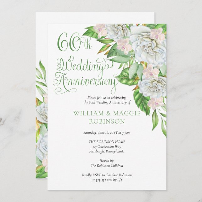 Invitation Soirée du 60e anniversaire de la Rose blanche (Devant / Derrière)