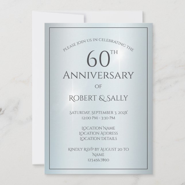 Invitation Soirée du 60e anniversaire du Mariage sur mesure (Devant)