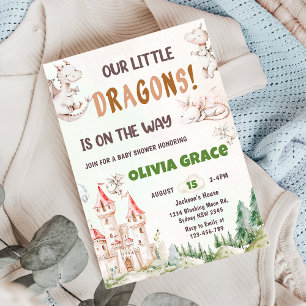 Invitation Soirée du Baby shower du Cute Dragon