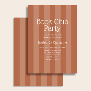 Invitation Soirée du Club de Lecture Rayure Vintage Orange 