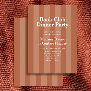 Invitation Soirée du Club de Lecture Stripe Orange 