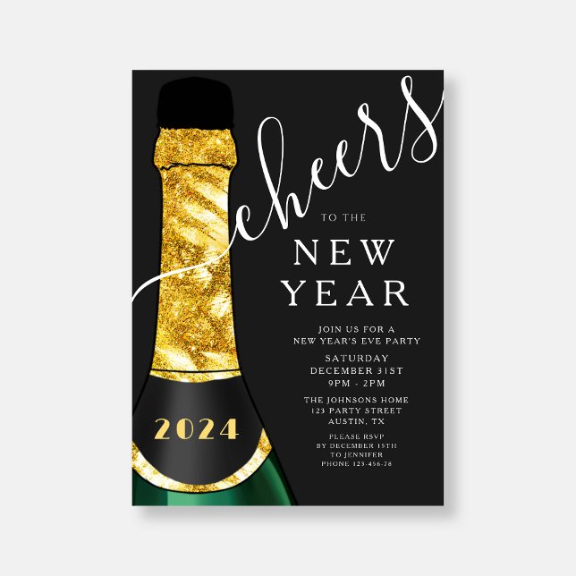 Invitation Soirée du Nouvel An (Elegant New Year's Eve Party Invitation)