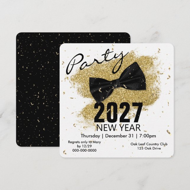 Invitation Soirée du Nouvel An 2027 en smoking  (Devant / Derrière)