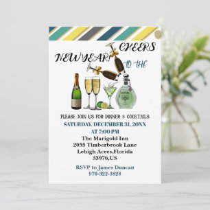 Invitation Soirée du Nouvel An Cocktail Art Moderne