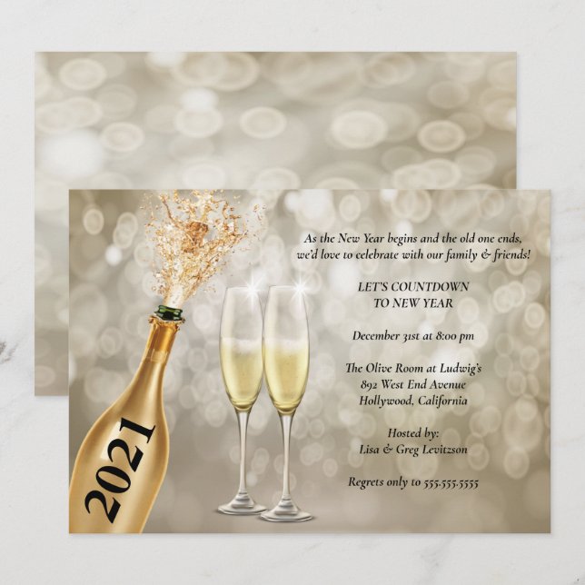Invitation Soirée du Nouvel An, le Bohek Lights (Devant / Derrière)