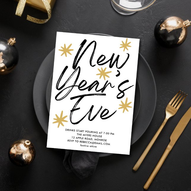 Invitation Soirée du Nouvel An Manuscrite (Créateur téléchargé)
