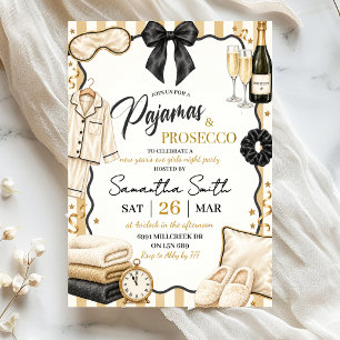 Invitation Soirée du Nouvel An Pyjamas & Prosecco
