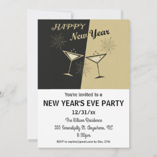 Invitation Soirée du Nouvel An Vintage Cheers