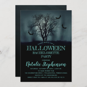Invitation Soirée Eerie Tree Bats Halloween Bachelorette