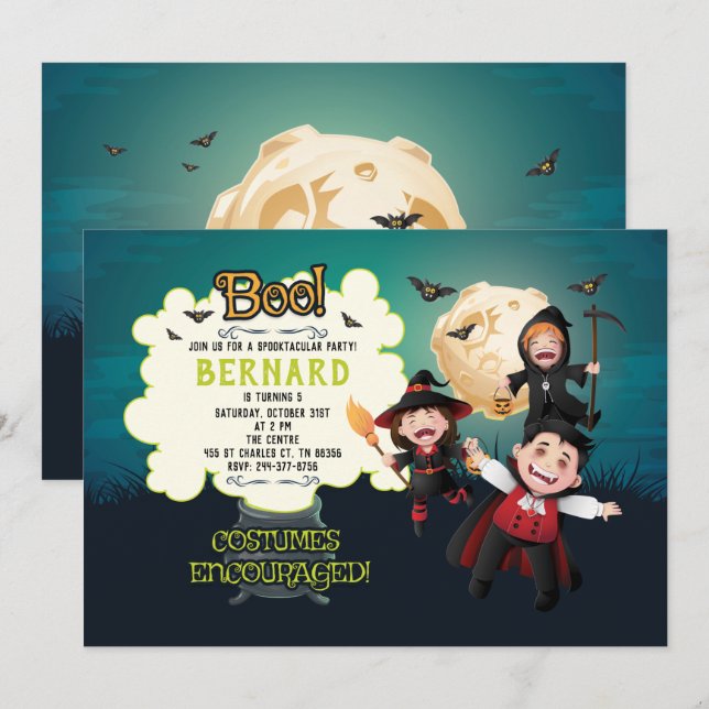 Invitation Soirée effrayante d'Halloween (Devant / Derrière)