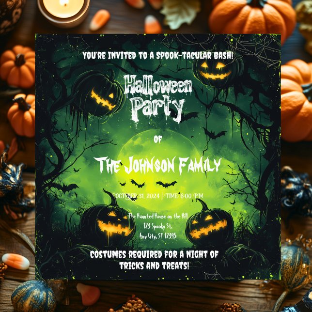 Invitation Soirée effrayante d'Halloween avec des chauves-sou (Créateur téléchargé)