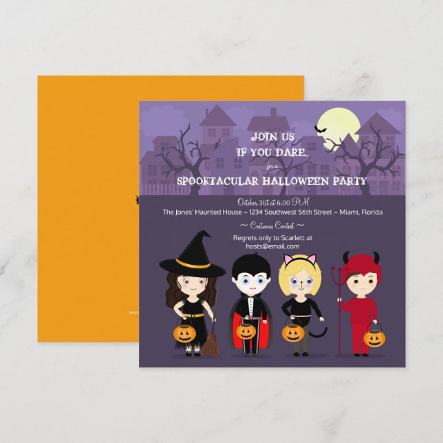 Invitation Soirée éffrayante Halloween (Devant / Derrière)