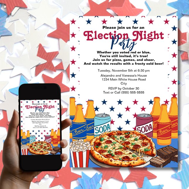 Invitation Soirée électorale Pizza et Bière 2024 (Créateur téléchargé)