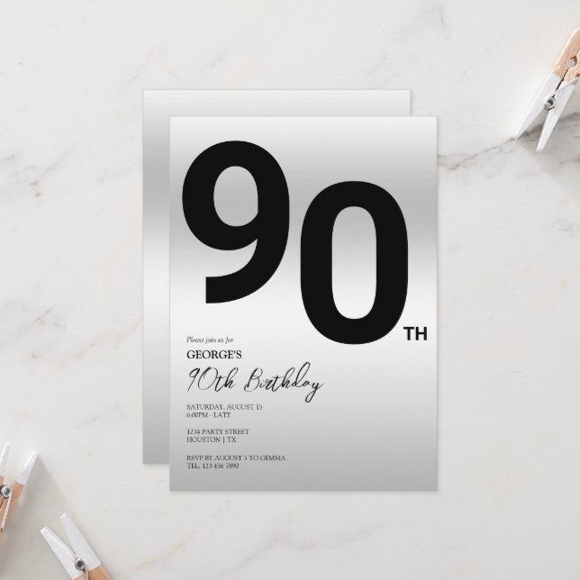 Invitation Soirée élégante 90e anniversaire (Devant/Arrière en situation)