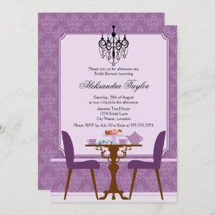 Invitation Soirée élégante à la Damas et au lustre Tea Party