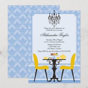 Invitation Soirée élégante à la Damas et au lustre Tea Party