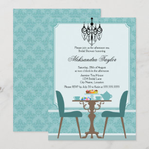 Invitation Soirée élégante à la Damas et au lustre Tea Party