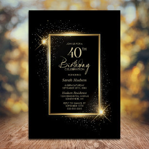 Invitation Soirée élégante Black and Gold 40e anniversaire