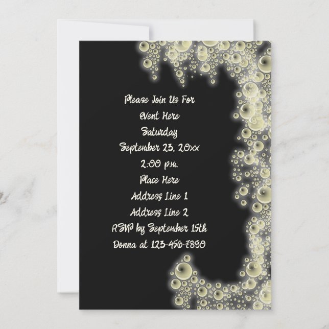 Invitation Soirée Elégante Black And White Bubbles Party (Devant)