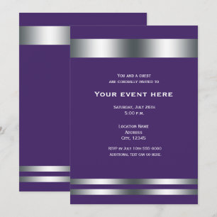Invitation Soirée élégante de dîner Violet et Argent