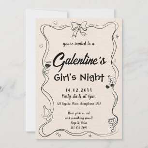 Invitation Soirée Élégante de Galentine entre Filles