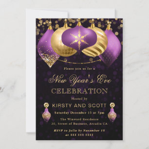 Invitation Soirée élégante de la Saint-Sylvestre violet et or