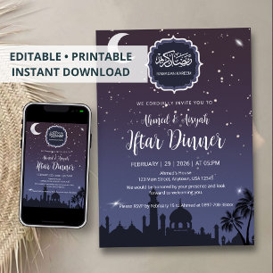 Invitation Soirée élégante d'invitation à l'Iftar de Ramadan