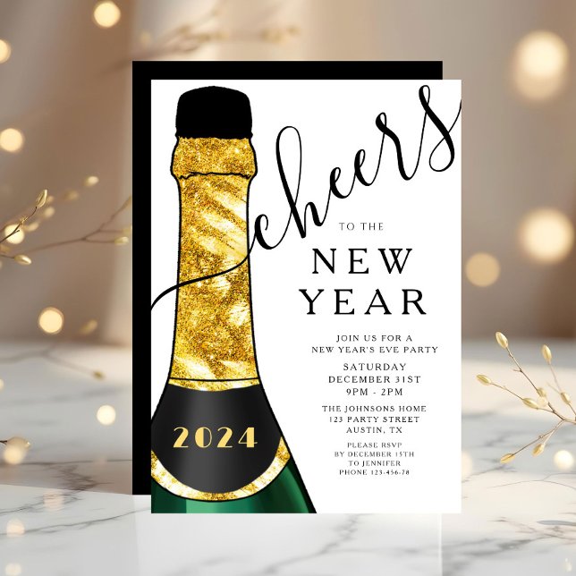 Invitation Soirée élégante du Nouvel An (Elegant New Year's Eve Party Invitation)