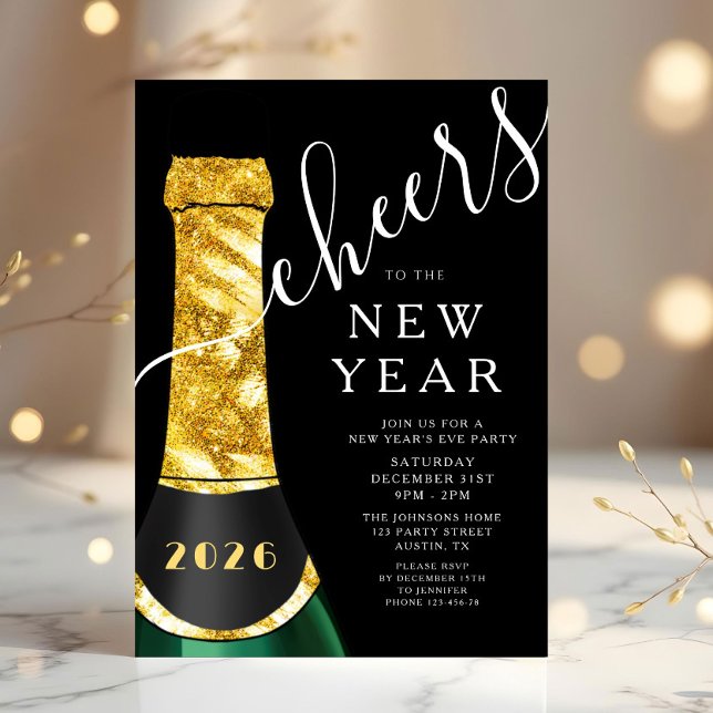 Invitation Soirée élégante du Nouvel An (Elegant New Year's Eve Party Invitation)