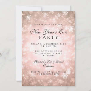 Invitation Soirée élégante du Nouvel An cuivre hivernal
