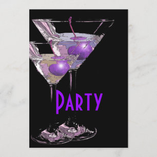 Invitation Soirée élégante noire violette