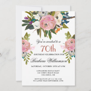 Invitation Soirée élégante peinte à la main florale 70e anniv