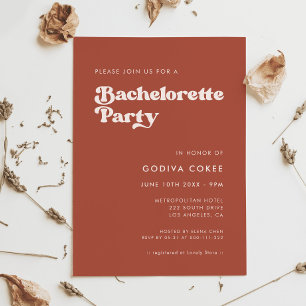Invitation Soirée élégante rétro en terre cuite Bachelorette