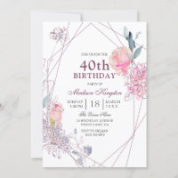 Soirée Elégante Rose Géométrique 40e anniversaire