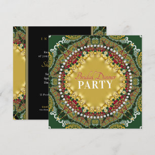 Invitation Soirée en Satin à Dentelle Fractale Rouge Cerise