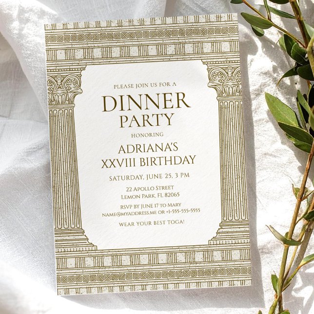 Invitation Soirée en Toge avec Thème de Colonnes Romaines Bru (Créateur téléchargé)
