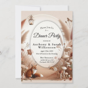 Invitation Soirée Enchanted Autumn Forest Foxes Diner
