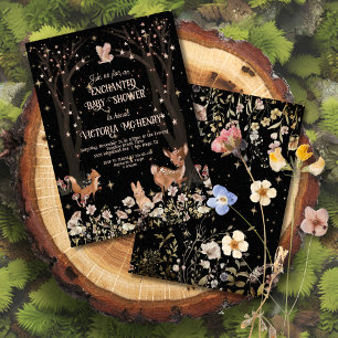 Invitation Soirée enchantée Baby shower boisé rustique