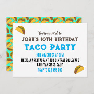 Invitation Soirée Enfants Taco fête d'anniversaire