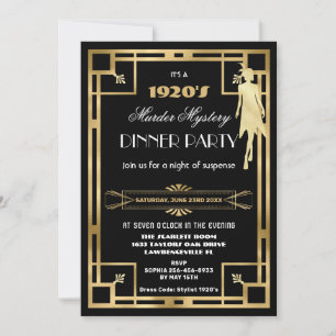 Invitation Soirée énigme de meurtre Art Déco Gatsby les Année