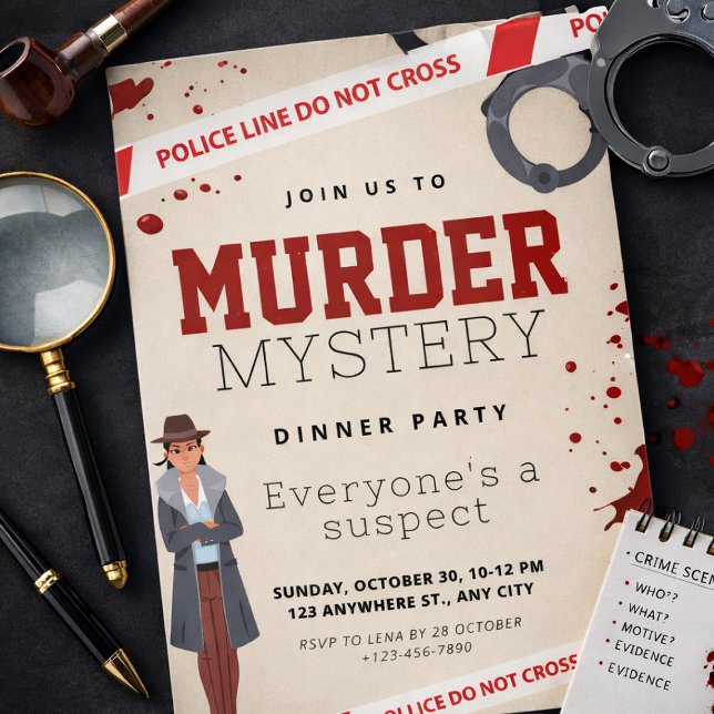 Invitation Soirée Enquête Criminelle, Thème Détective, Scène  (Murder Mystery Party, Detective Theme, Crime Scene Invitation, Adult Party Invitation)