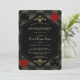 Invitation Soirée Enterrement de Vie de Garçon Casino Gold Bl