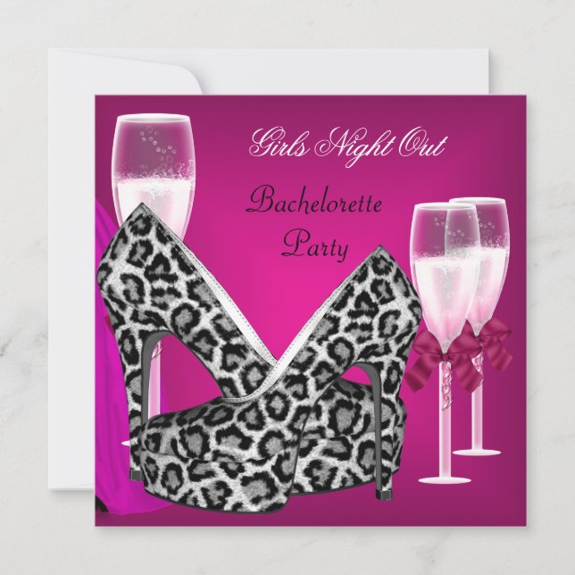 Invitation Soirée entre filles chaussures roses talons hauts  (Devant)