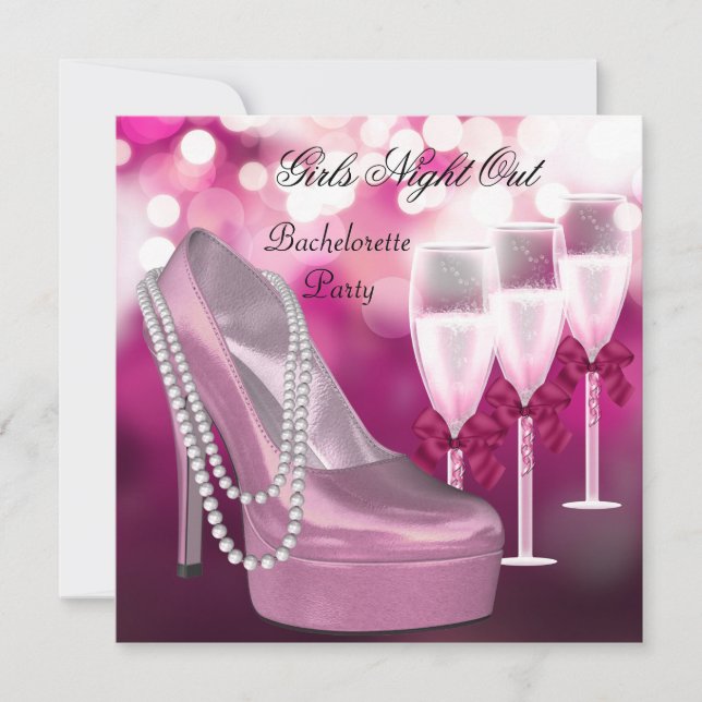 Invitation Soirée entre filles chaussures roses talons hauts  (Devant)