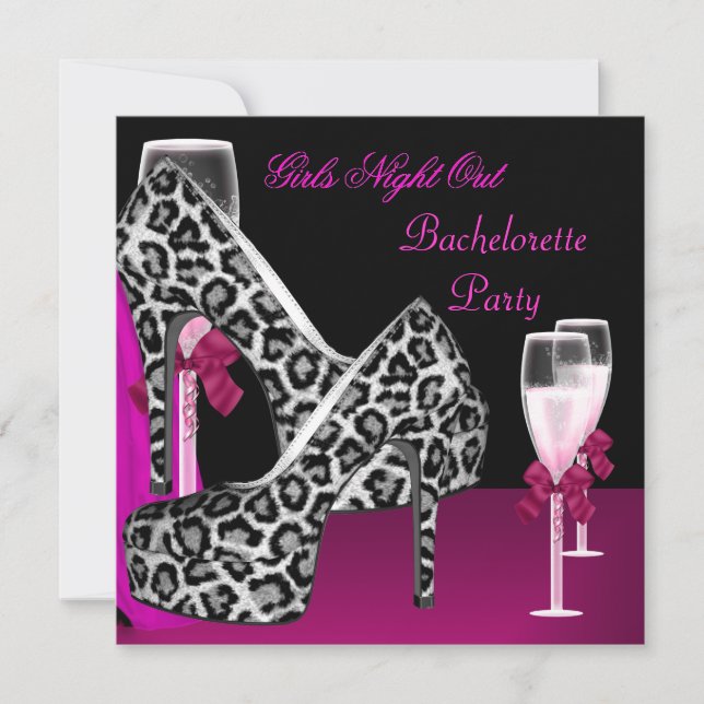 Invitation Soirée entre filles chaussures roses talons hauts  (Devant)