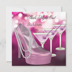 Invitation Soirée entre filles chaussures roses talons hauts