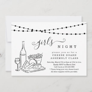 Invitation Soirée entre filles dégustation de vins et buffet 