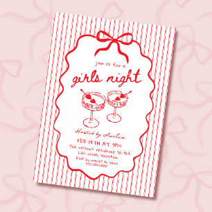 Invitation Soirée entre filles dessinée à la main