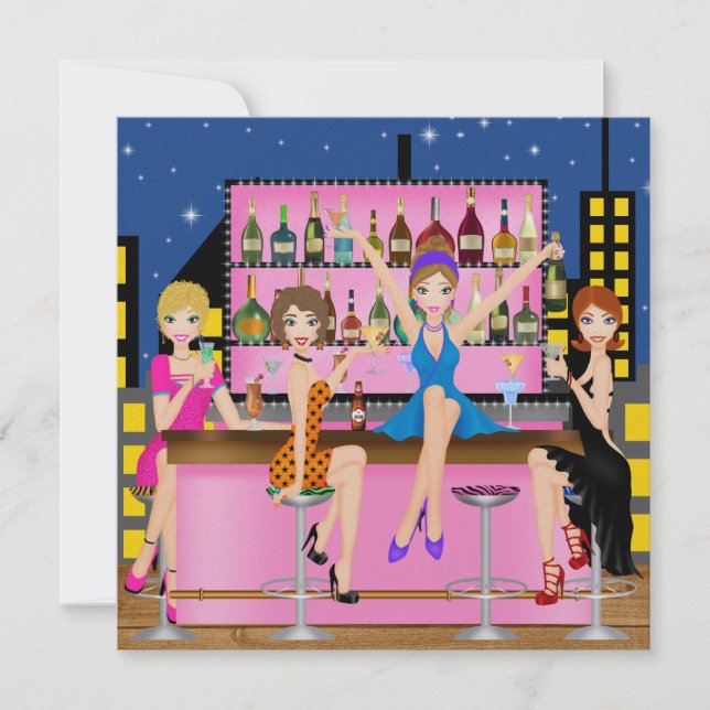 Invitation Soirée entre filles - Enterrement de vie de jeune  (Devant)